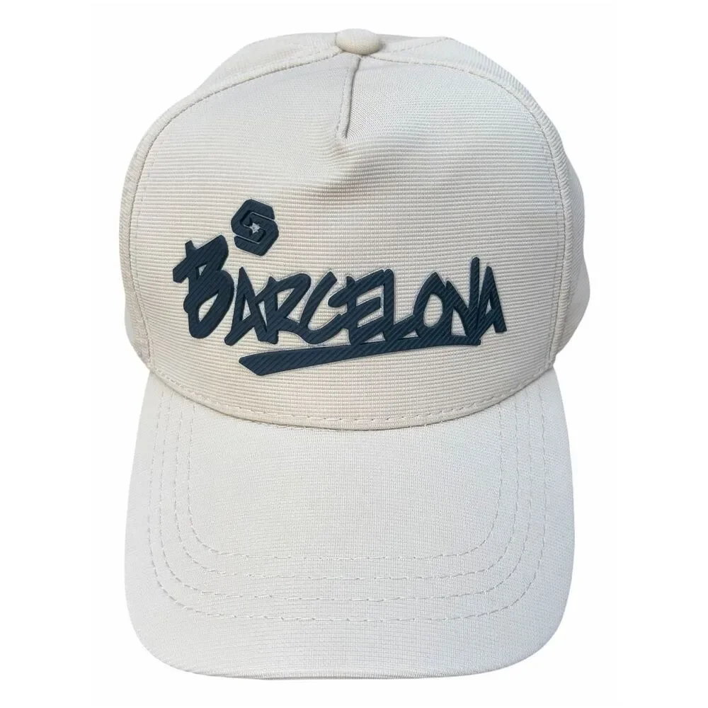Beige/Tan Barcelona Graphic Logo Baseball Hat/Cap Adj Spain Football/Soccer OS